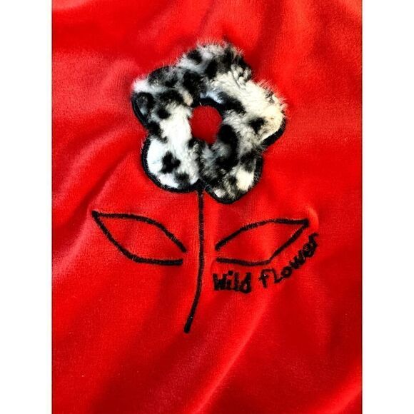 Vintage URit Y2K 2002 Crush Velvet Pants Set Floral Leopard - Girls Size 6 - Picture 7 of 12